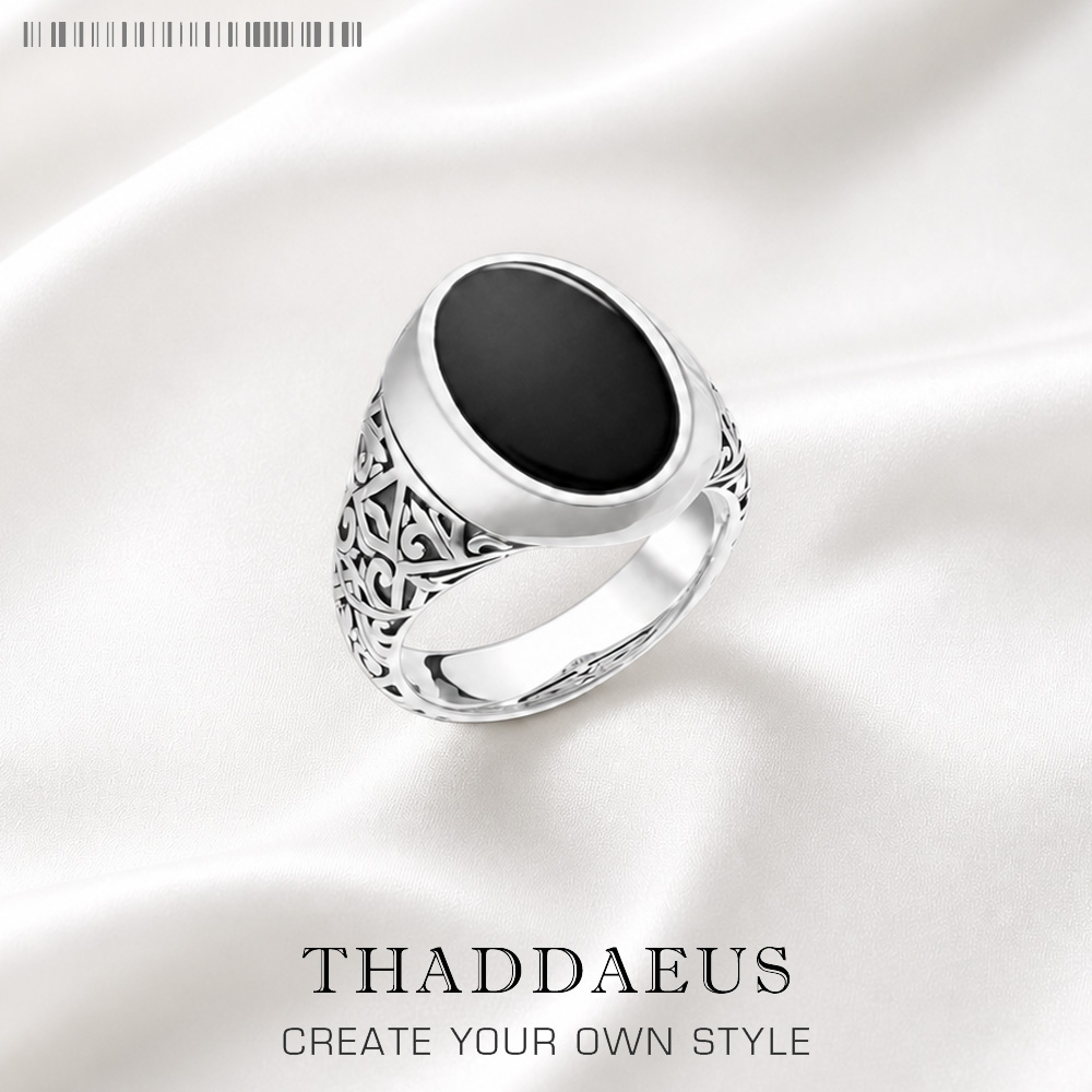 Signet Ring Men - Anillo de sello ovalado negro, joyería