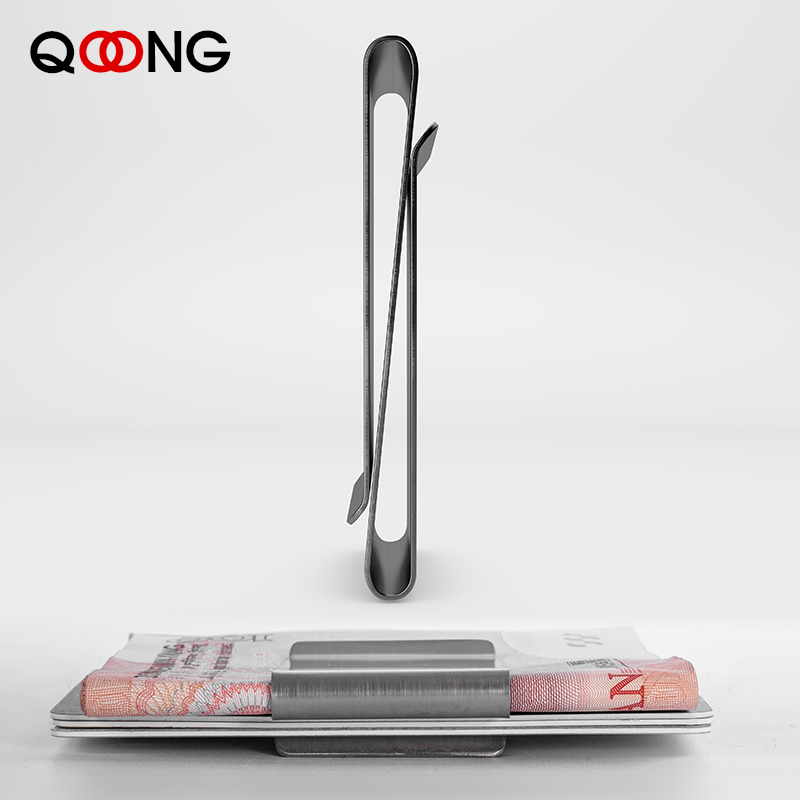 Money Clip Slim - QOONG Acero inoxidable delgado de doble