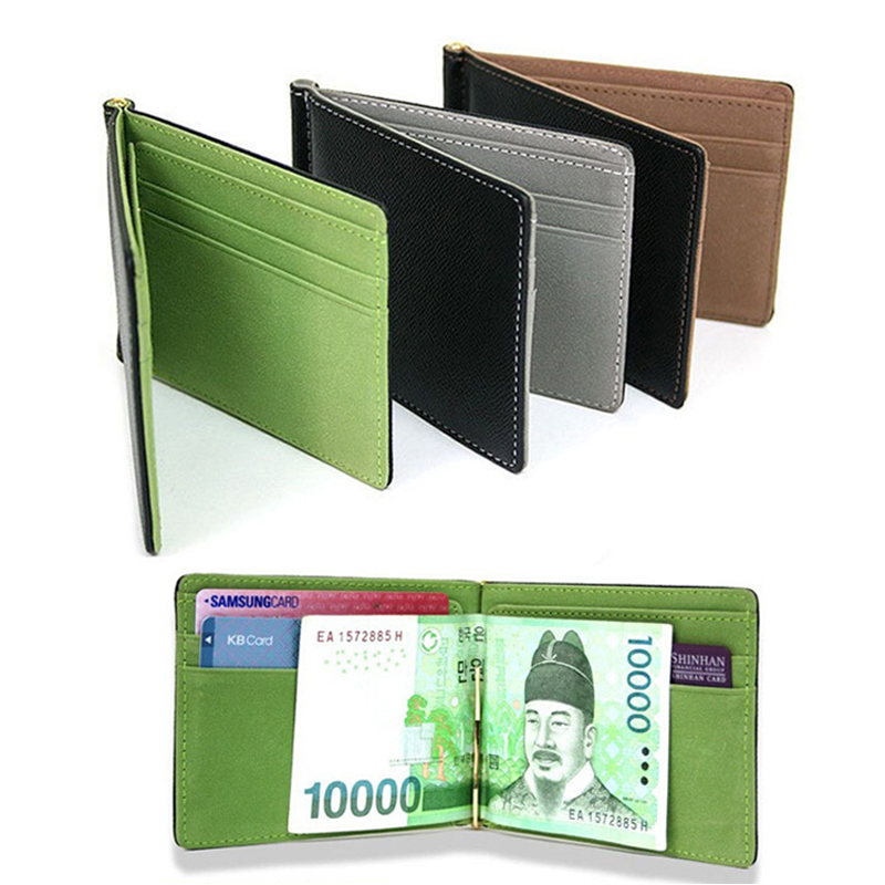 Money Clip Slim - Billetera delgada de cuero para hombre