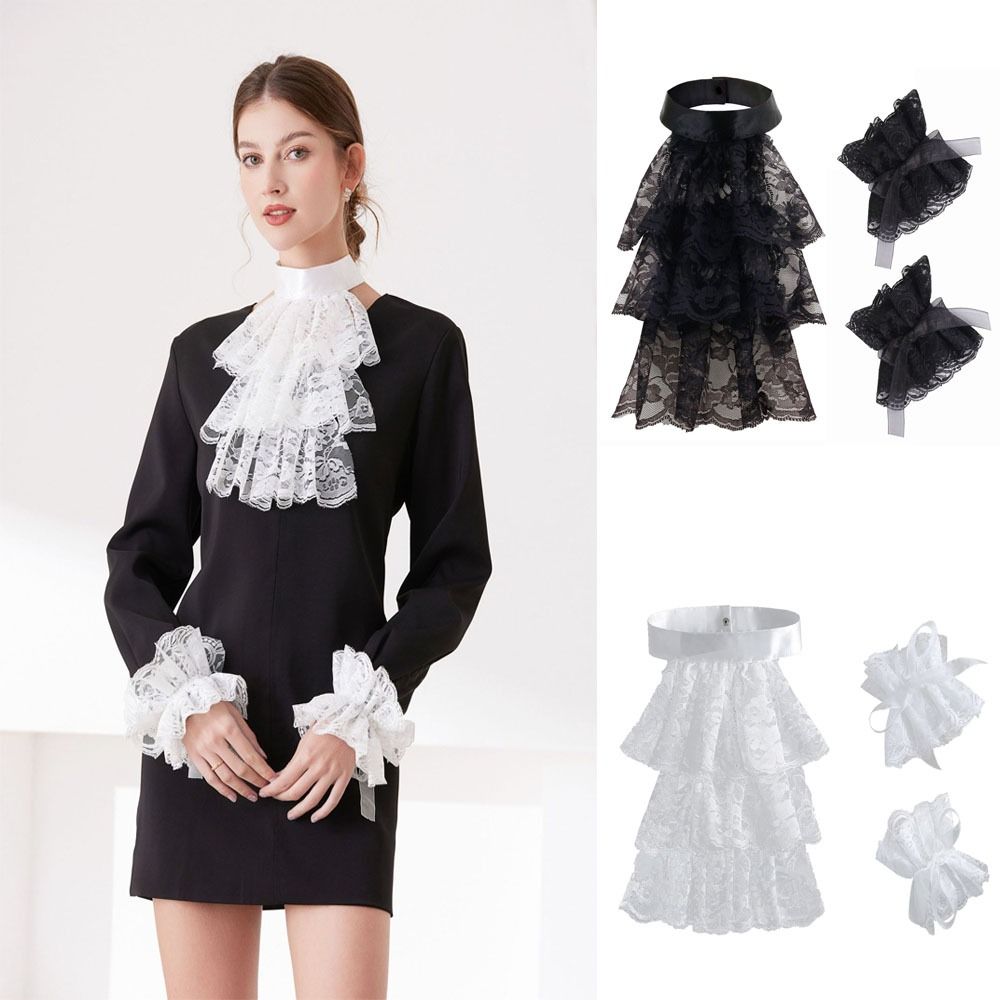 Men'S Victorian Accessories - Collar Jabot de encaje victoriano Vintage,