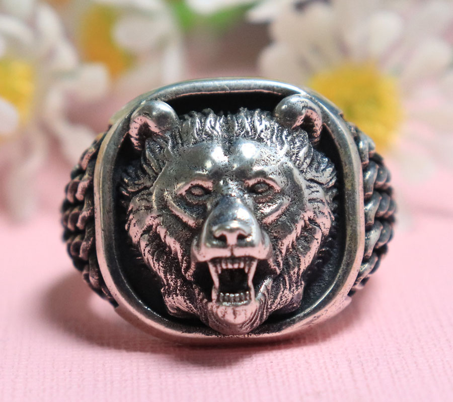 22g Cabeza de Oso Vikinga, Ado - Signet Ring Men reseña y precio