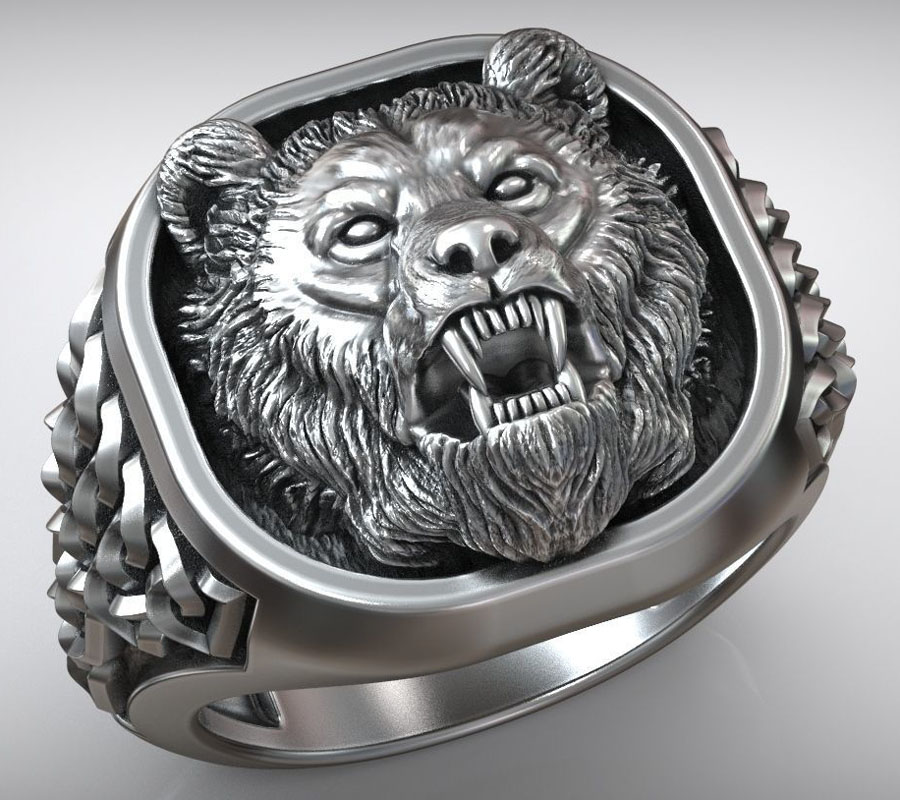 22g Cabeza de Oso Vikinga, Ado - Signet Ring Men reseña y precio