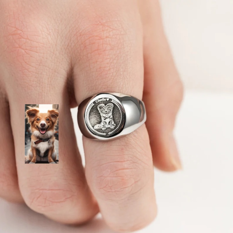 Anillo de sello con foto graba - Signet Ring Men reseña y precio