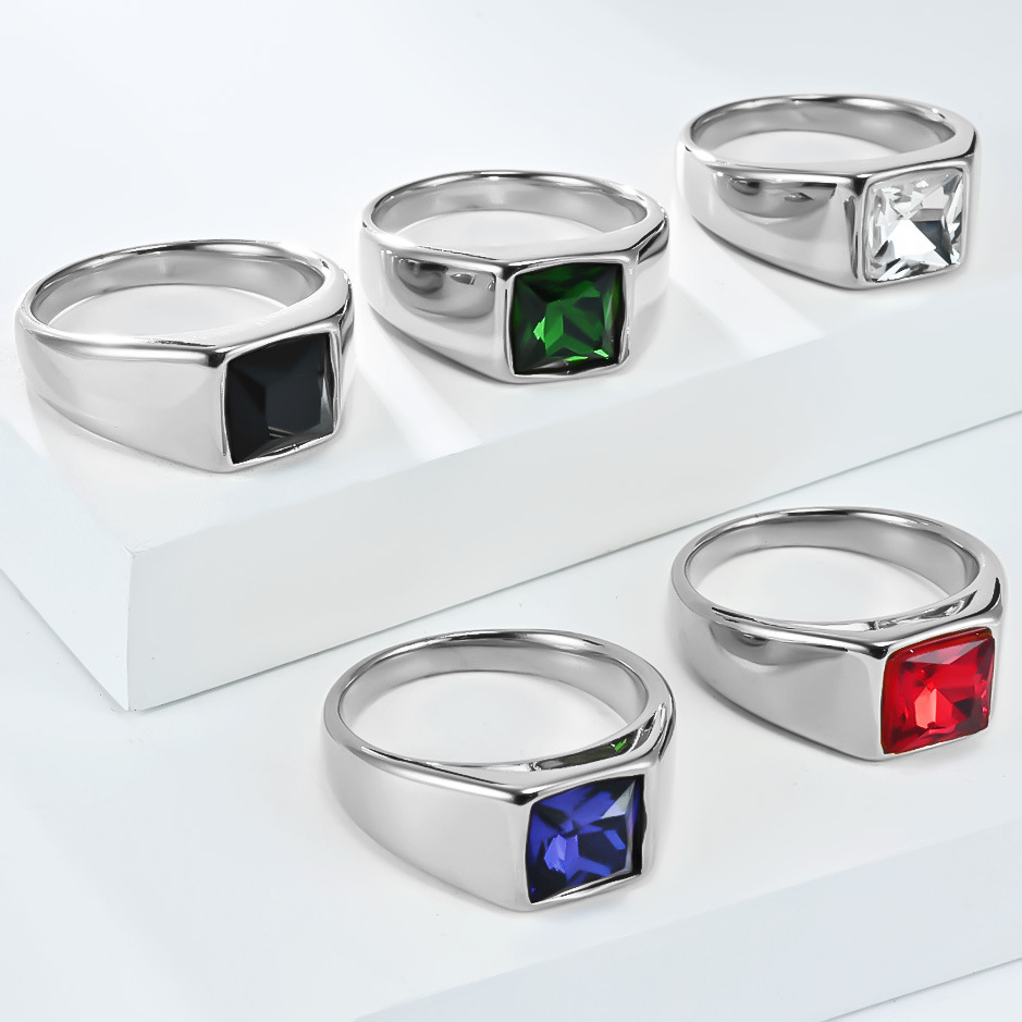 Anillo de sello de gema cuadra - Signet Ring Men reseña y precio