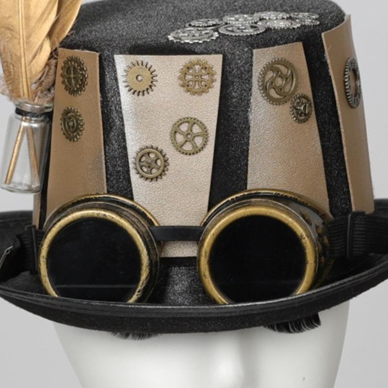 652F Gold Gear Top Hat Tocado  - Men'S Victorian Accessories reseña y precio