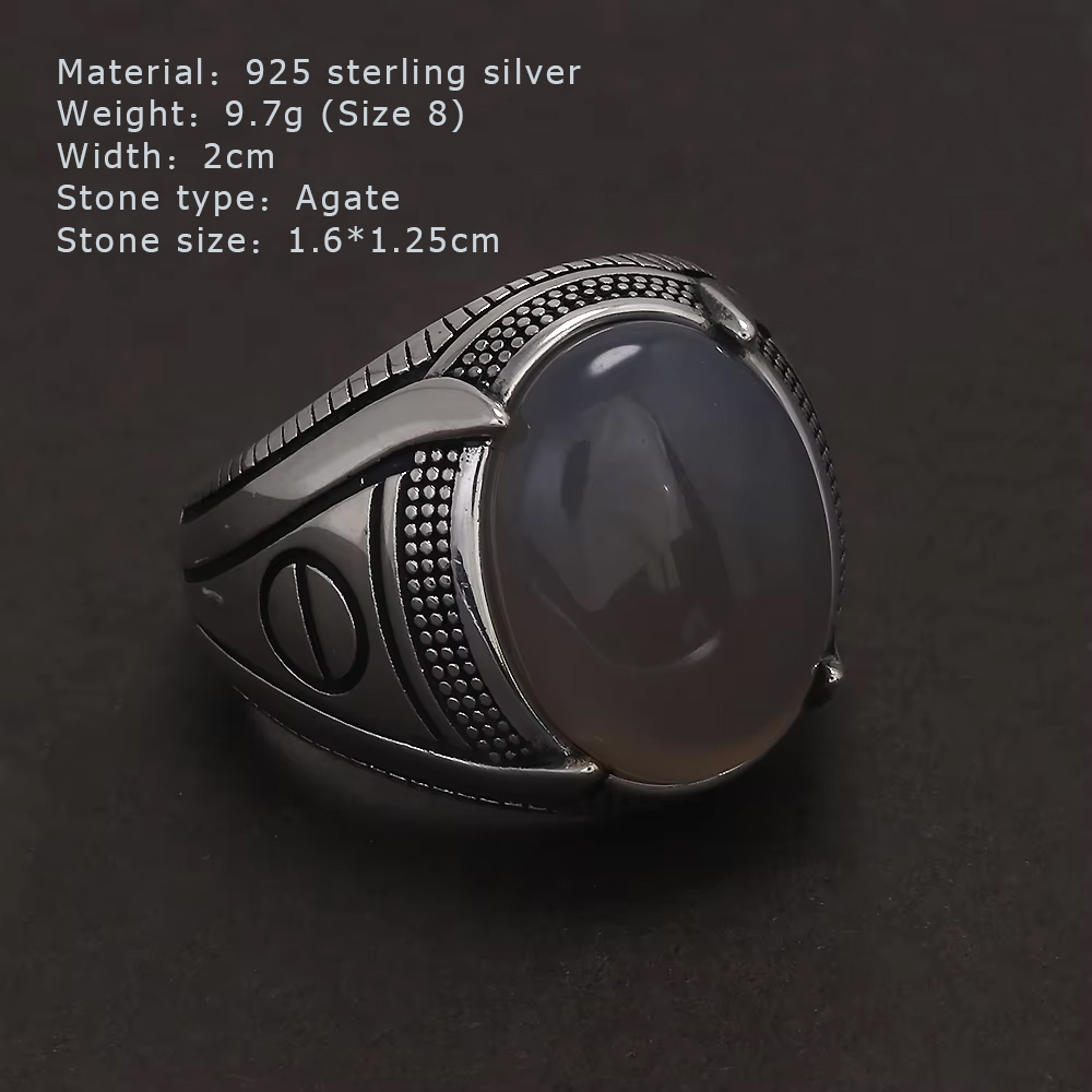 Anillo de plata de ley S925 co - Signet Ring Men reseña y precio