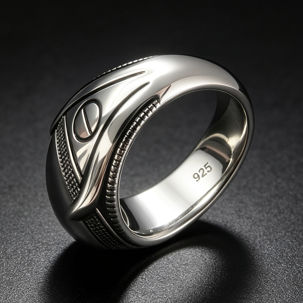 Anillo de plata de ley S925 co - Signet Ring Men reseña y precio