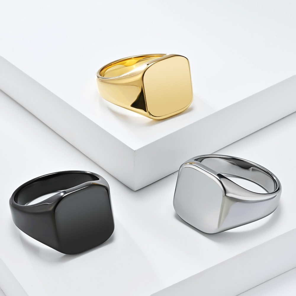 Anillo cuadrado de carburo de  - Signet Ring Men reseña y precio