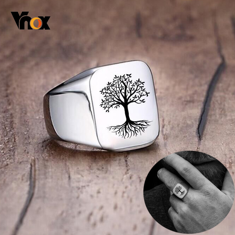 Vnox Rock Punk Árbol de la vid - Signet Ring Men reseña y precio