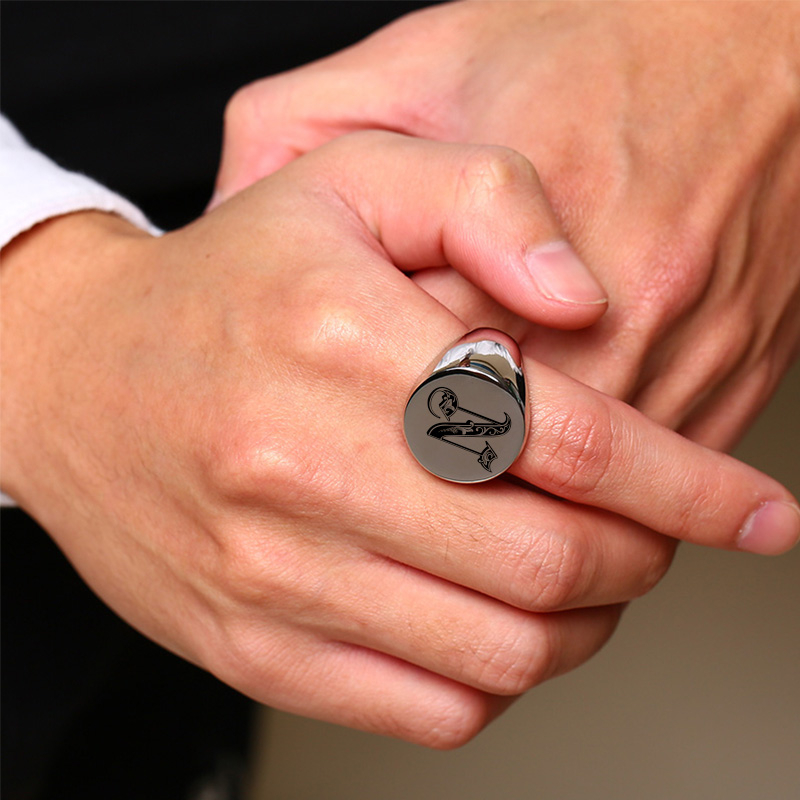 Vnox-Anillo de sello inicial c - Signet Ring Men reseña y precio